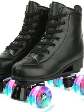 Light up Women’s Black High-Top Roller Skates - Size 41 EU (US Women’s ~9-1